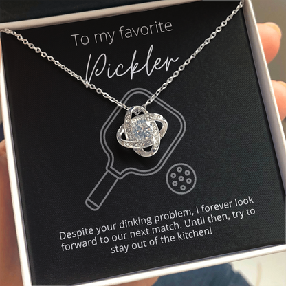 To Favorite Pickler, Stay Out of the Kitchen - Knot Pendant Necklace - The Perfect Pickleball Gift