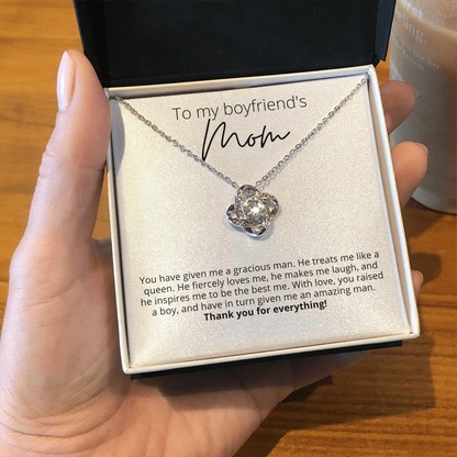 To My Boyfriend's Mom, Thank You for Everything - Knot Pendant Necklace - For Your Boyfriends Mom