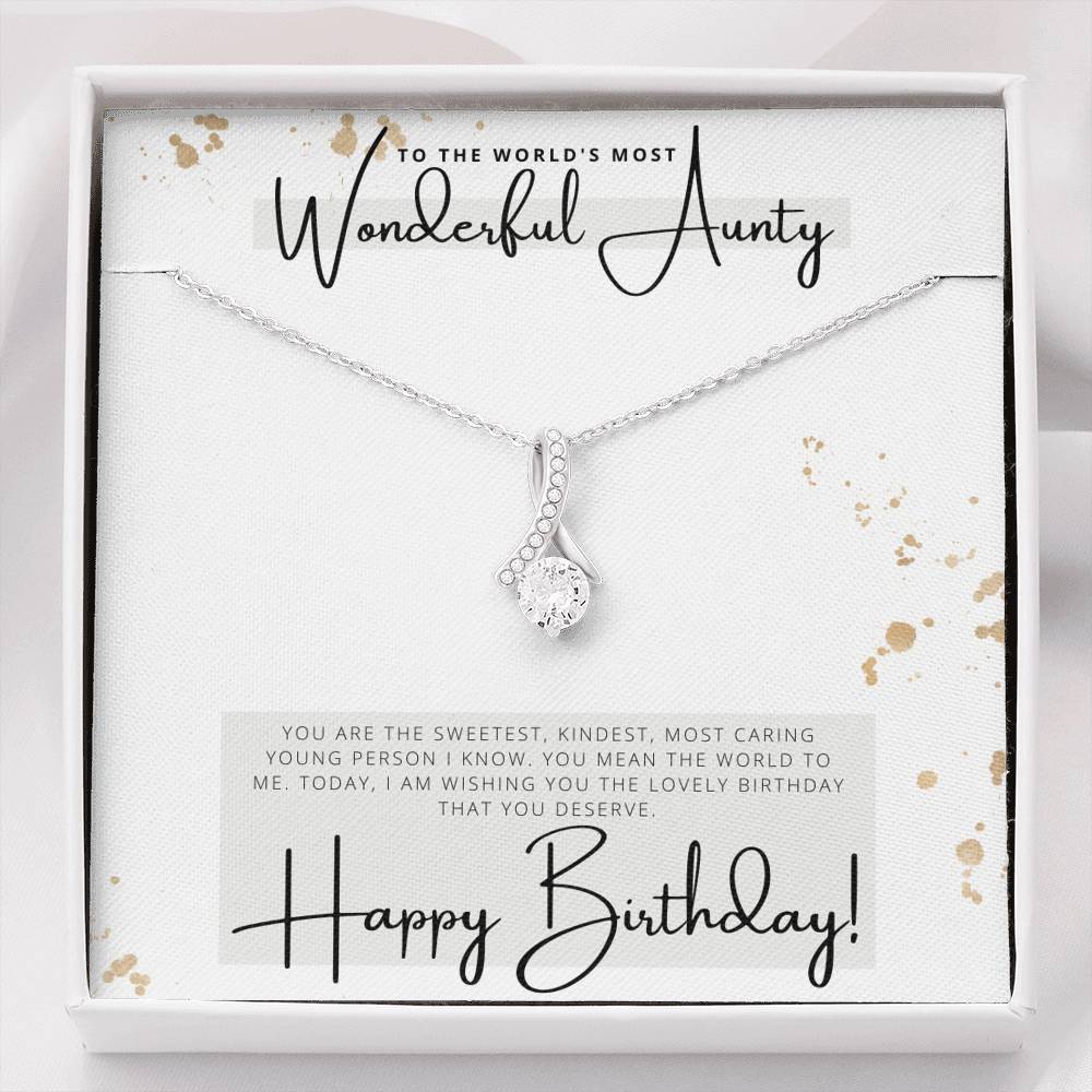 To the Worlds Most Wonderful Aunty - Happy Birthday - Birthday Gift For Aunt - Pendant Necklace