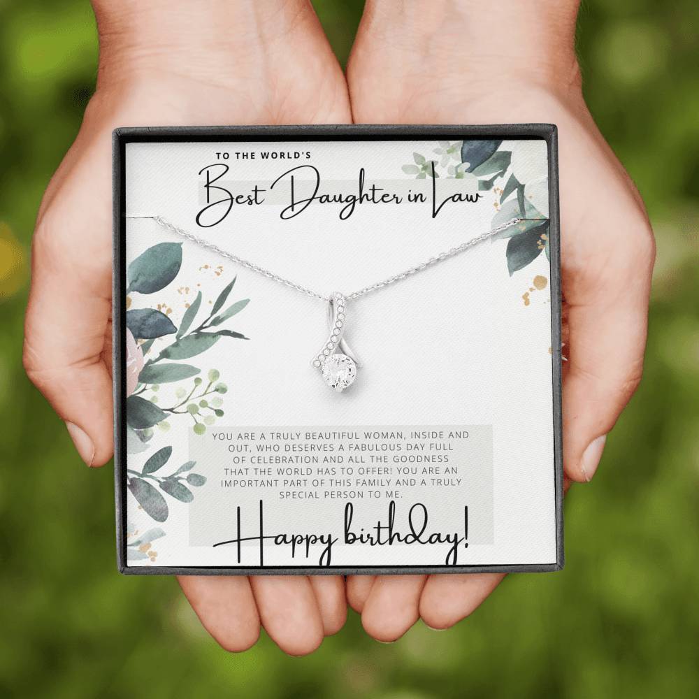 To the Worlds Best Daughter in Law- Happy Birthday - Birthday Gift - Pendant Necklace