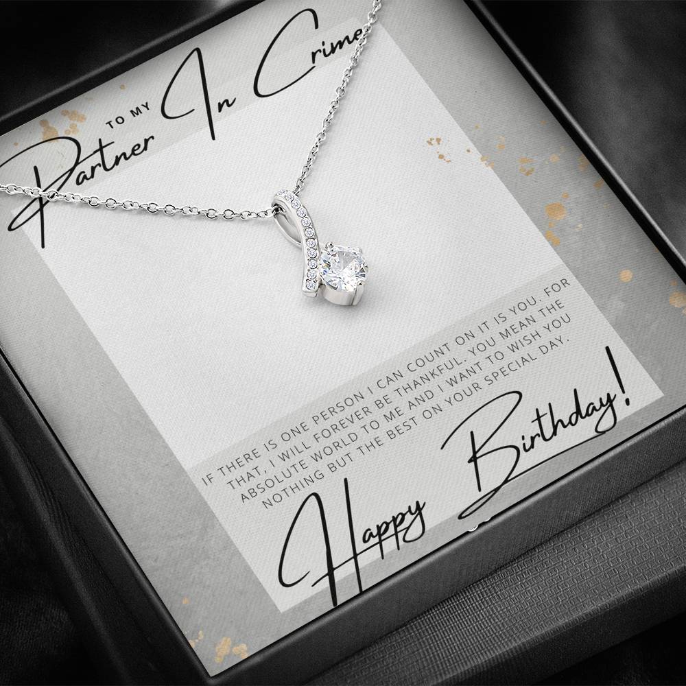 To my Partner in Crime - Happy Birthday - Birthday Gift - Pendant Necklace