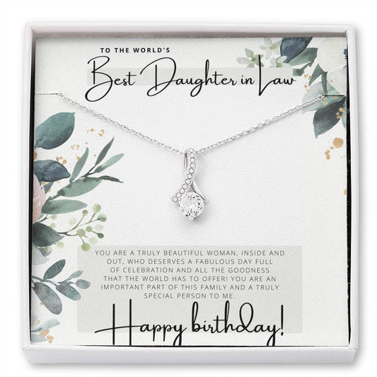 To the Worlds Best Daughter in Law- Happy Birthday - Birthday Gift - Pendant Necklace