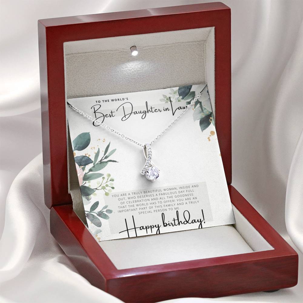 To the Worlds Best Daughter in Law- Happy Birthday - Birthday Gift - Pendant Necklace