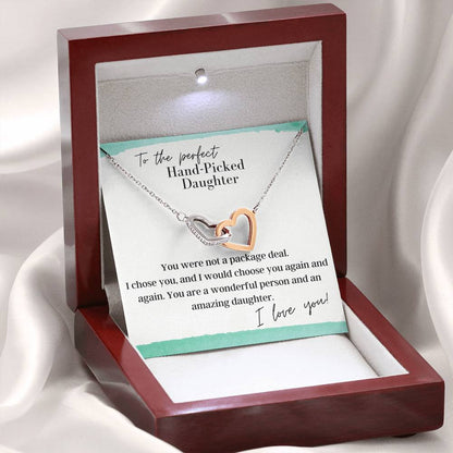 To The Perfect Hand Picked Daughter - Interlocking Hearts - Pendant Necklace