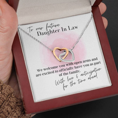 To Our Future Daughter In Law, With Our Love  - Interlocking Hearts - Pendant Necklace