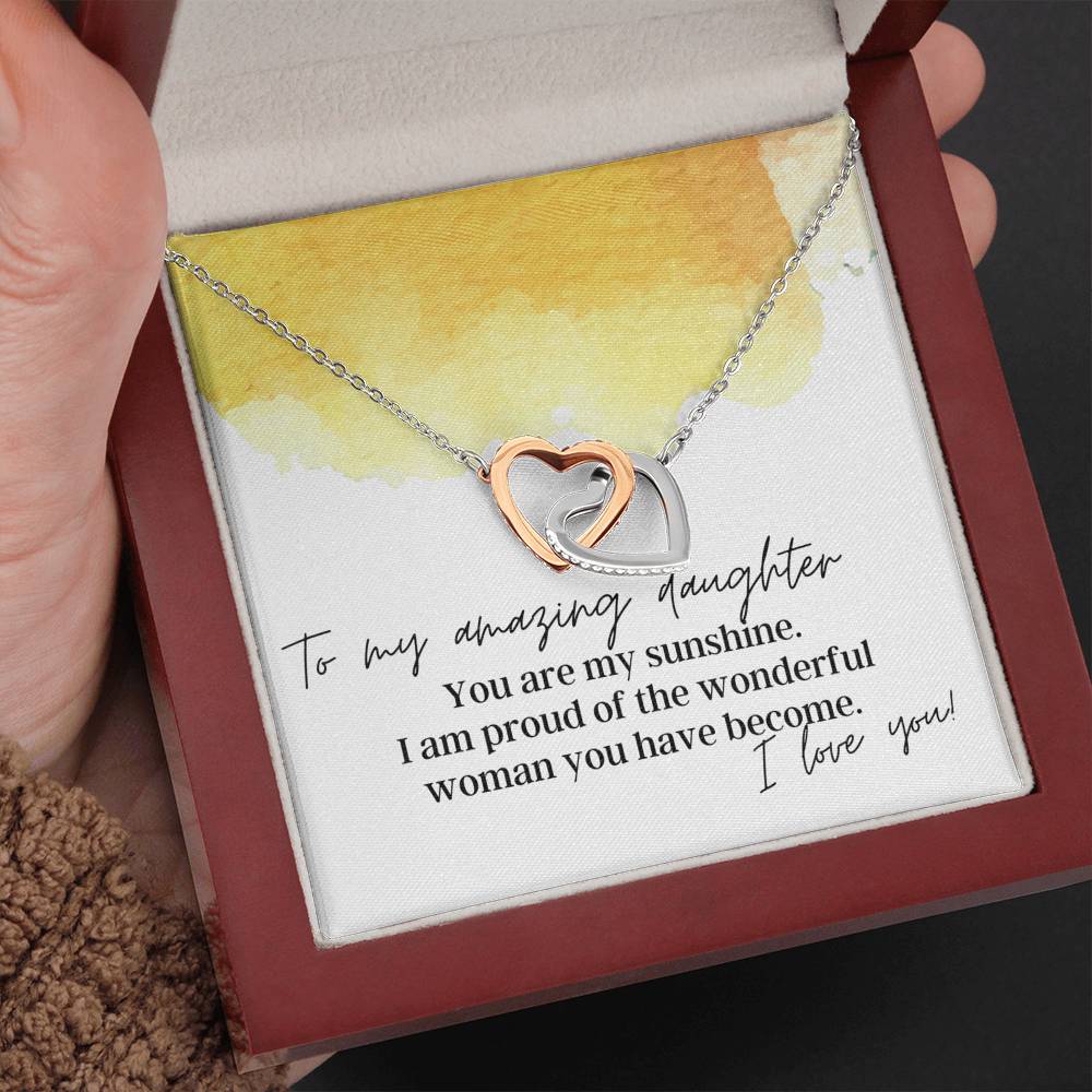 To My Amazing Daughter - Interlocking Hearts - Pendant Necklace