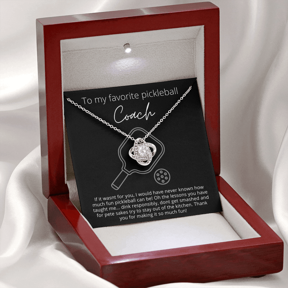 To Favorite Pickleball Coach, Thank You - Knot Pendant Necklace - The Perfect Pickleball Gift