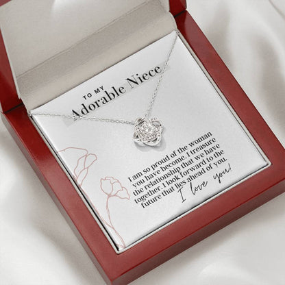 To My Adorable Niece -  Love Knot - Pendant Necklace - The Perfect Gift