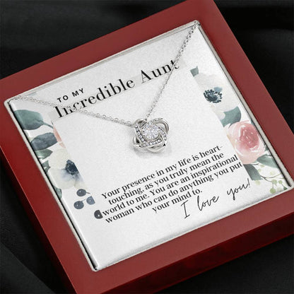 To My Incredible Aunt -  Love Knot - Pendant Necklace - The Perfect Gift For Aunt
