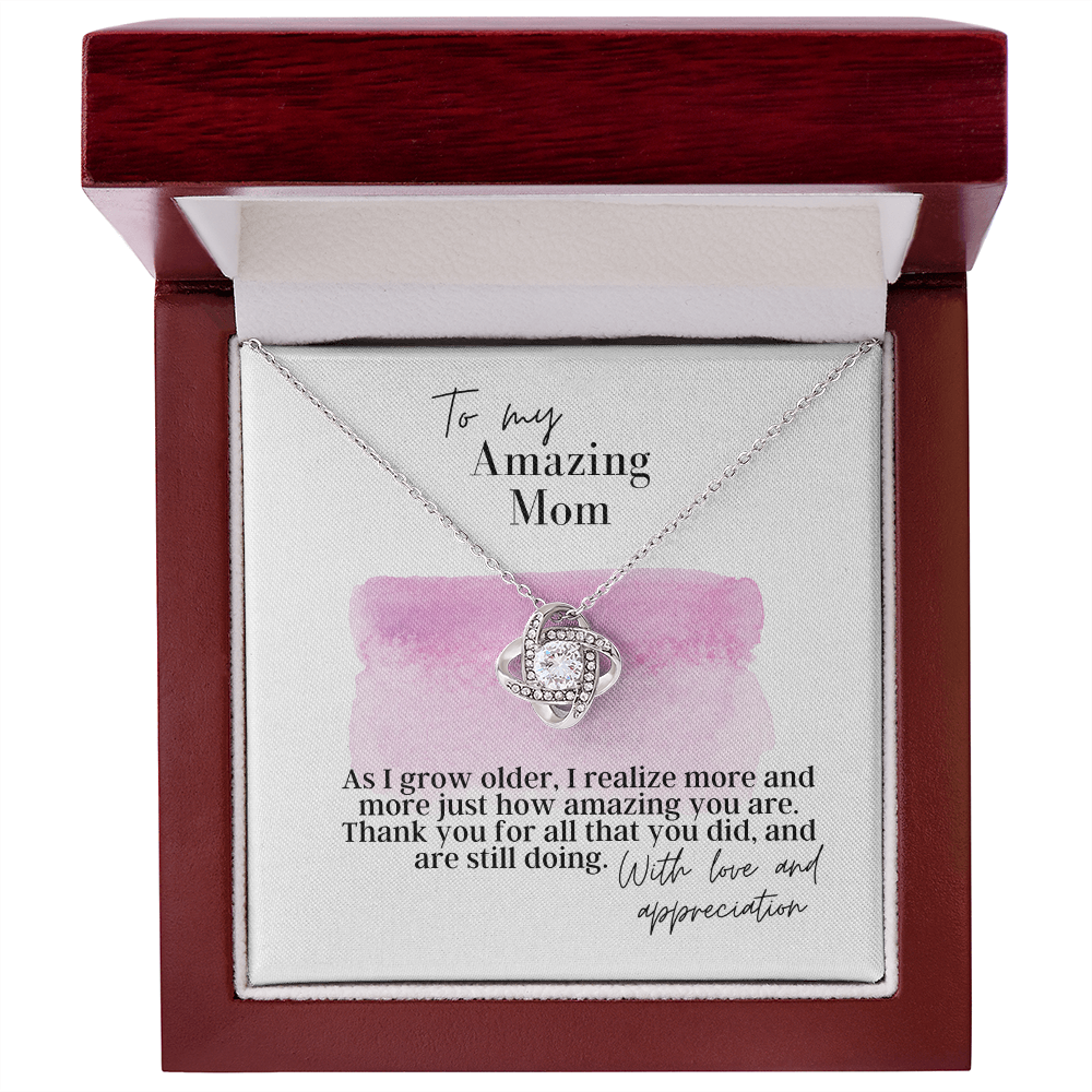 To My Amazing Mom - Love Knot Pendant Necklace - The Perfect Gift for Your Mom
