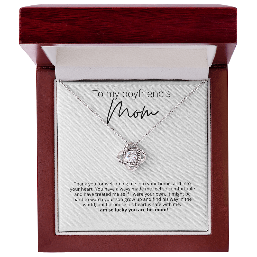 To My Boyfriend's Mom, Thank You for Welcoming Me - Knot Pendant Necklace - For Your Boyfriends Mom