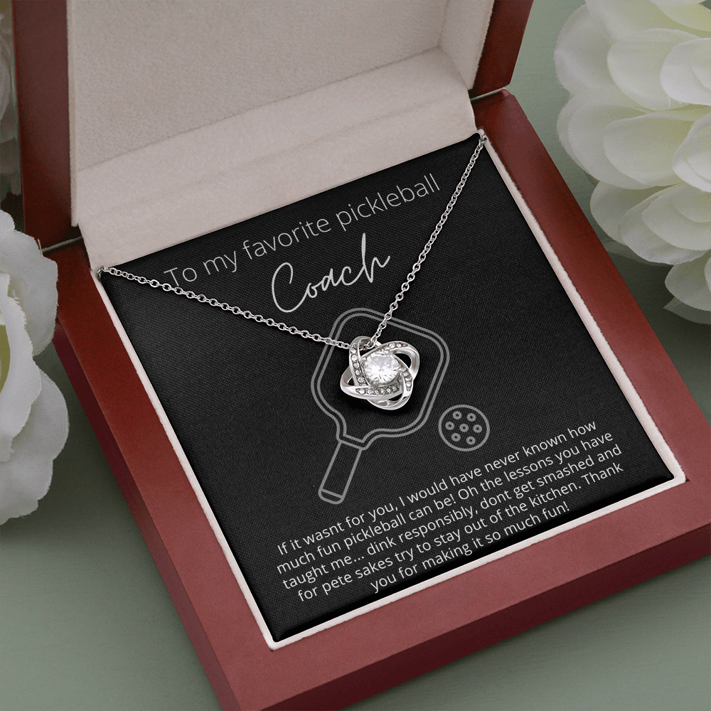 To Favorite Pickleball Coach, Thank You - Knot Pendant Necklace - The Perfect Pickleball Gift