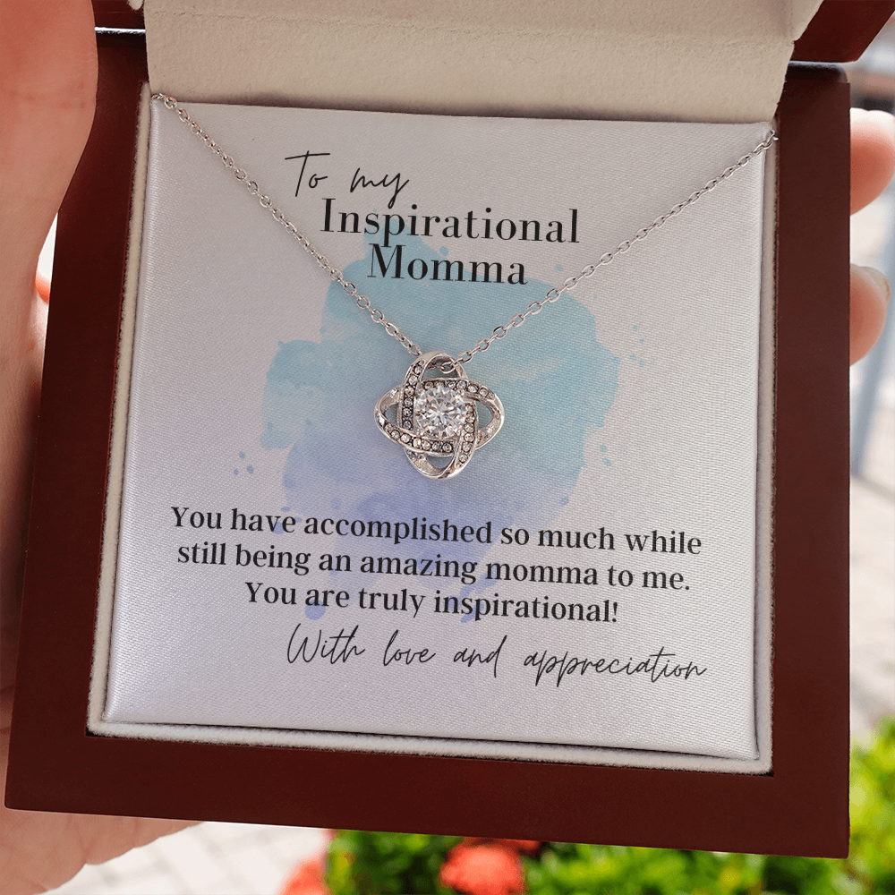 To My Inspirational Momma - Love Knot Pendant Necklace - The Perfect Gift for Your Momma
