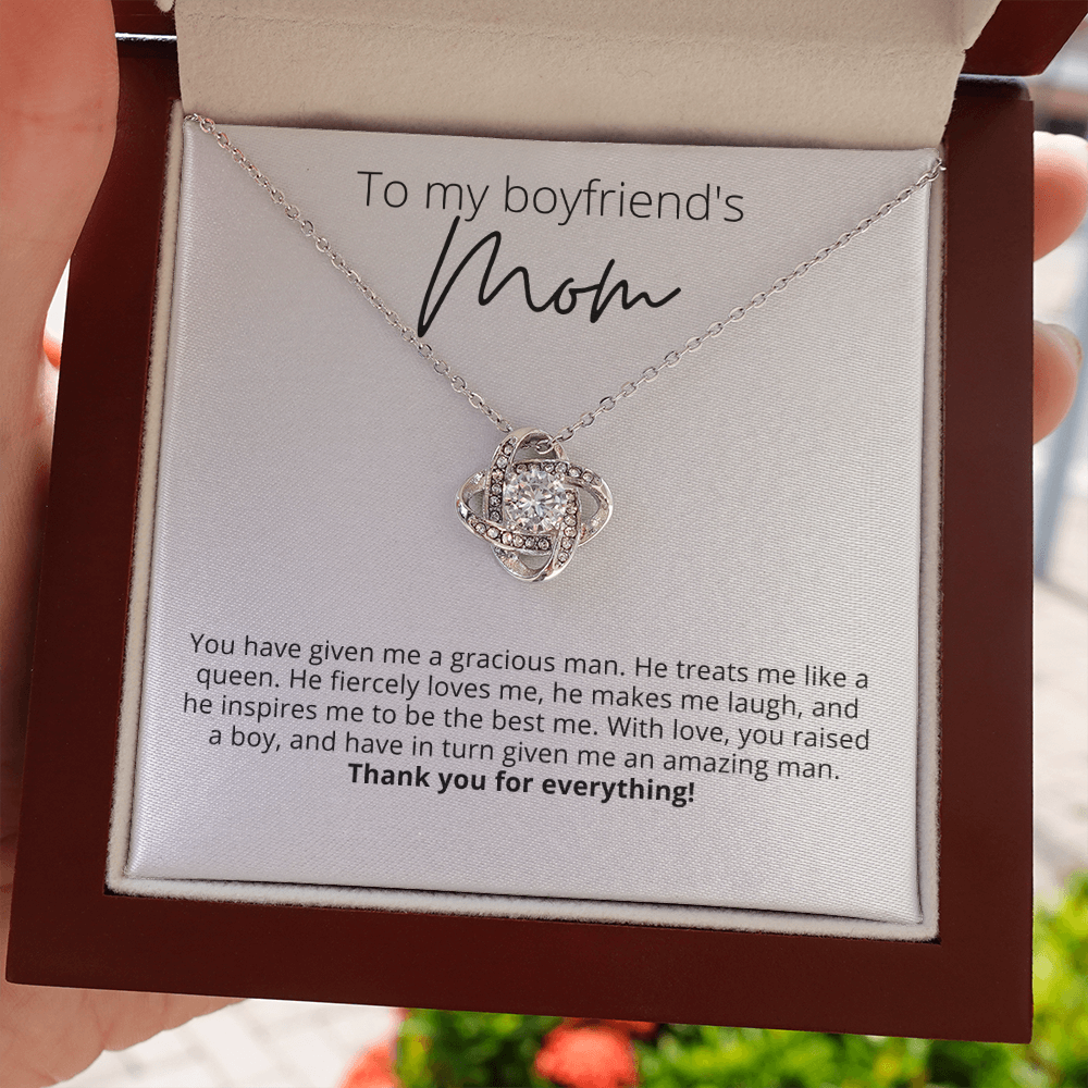 To My Boyfriend's Mom, Thank You for Everything - Knot Pendant Necklace - For Your Boyfriends Mom
