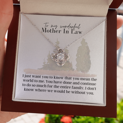 To My Wonderful Mother In Law - Love Knot Pendant Necklace - The Perfect Gift for Your Mother In Law