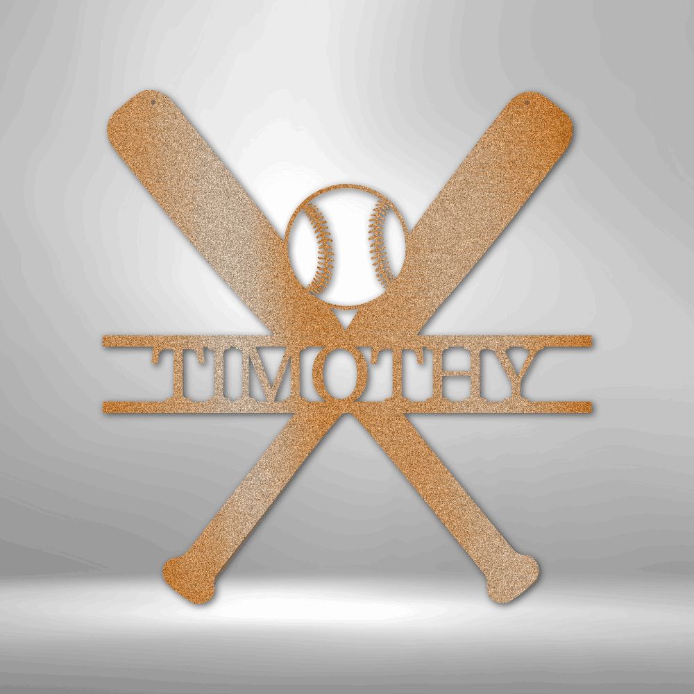 Baseball and Bat Sign - Custom Metal Baseball Sign - Playroom Sign, Gift for Baseball Player