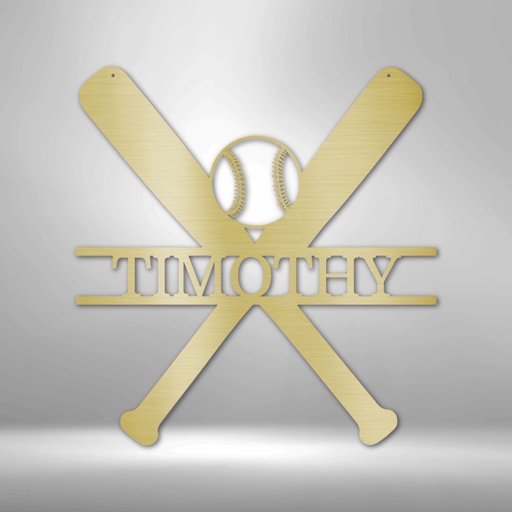 Baseball and Bat Sign - Custom Metal Baseball Sign - Playroom Sign, Gift for Baseball Player