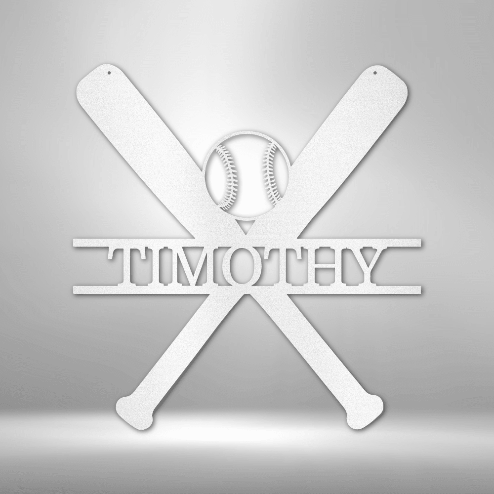 Baseball and Bat Sign - Custom Metal Baseball Sign - Playroom Sign, Gift for Baseball Player