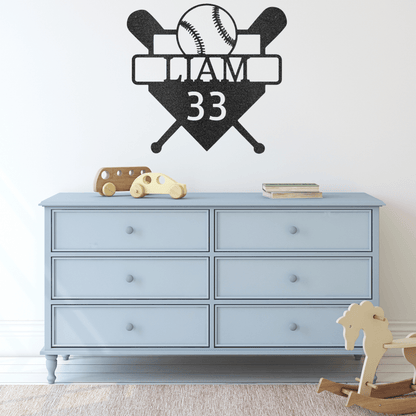 Custom Metal Baseball Wall Art - Personalized Player Sign - Gift for Baseball Enthusiast