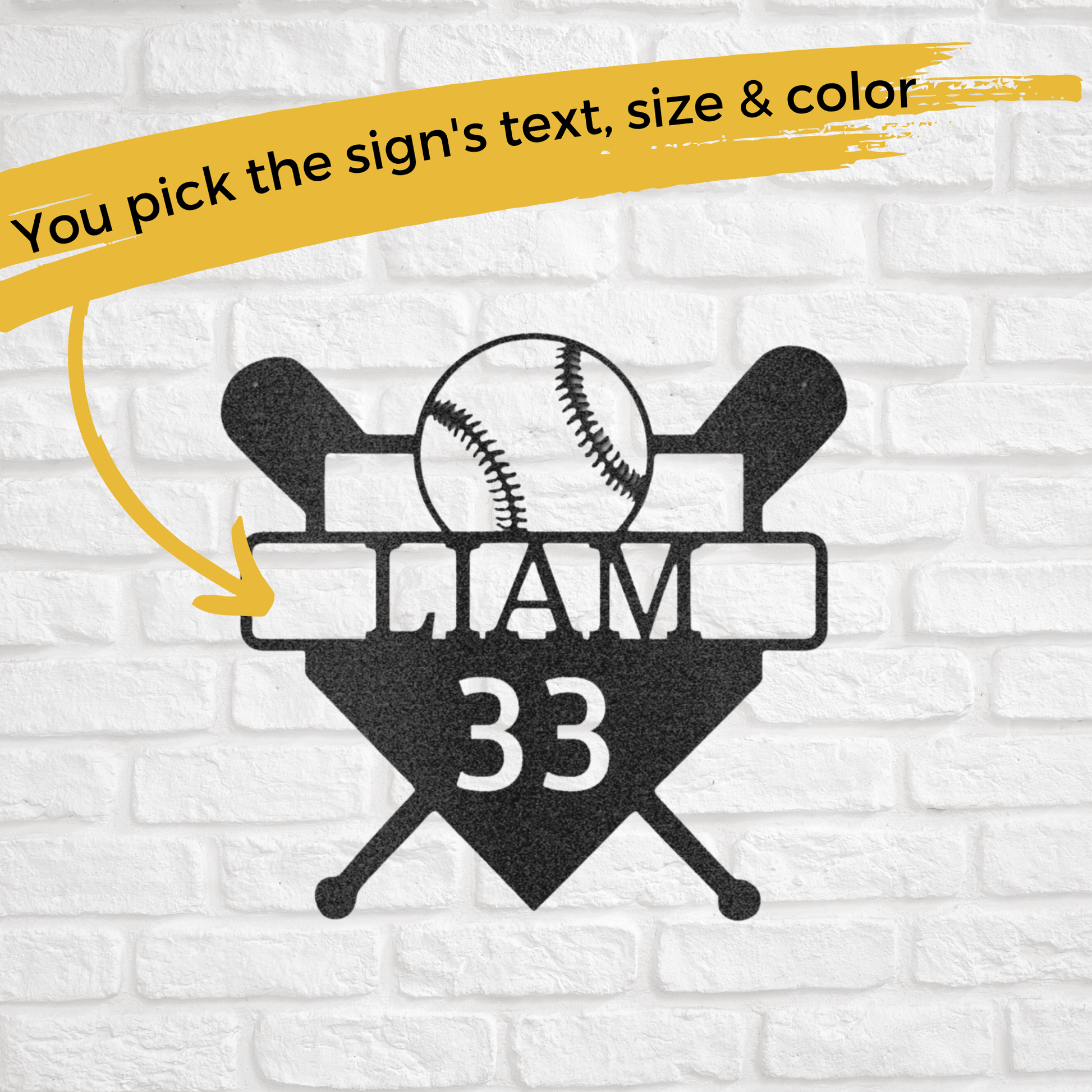 Custom Metal Baseball Wall Art - Personalized Player Sign - Gift for Baseball Enthusiast