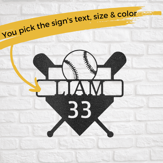 Custom Metal Baseball Wall Art - Personalized Player Sign - Gift for Baseball Enthusiast