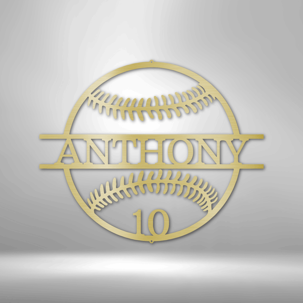 Baseball/Softball Sign with Number - Laser Cut Metal Sign, Playroom Sign, Gift for Baseball Player