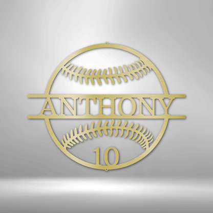 Baseball/Softball Sign with Number - Laser Cut Metal Sign, Playroom Sign, Gift for Baseball Player