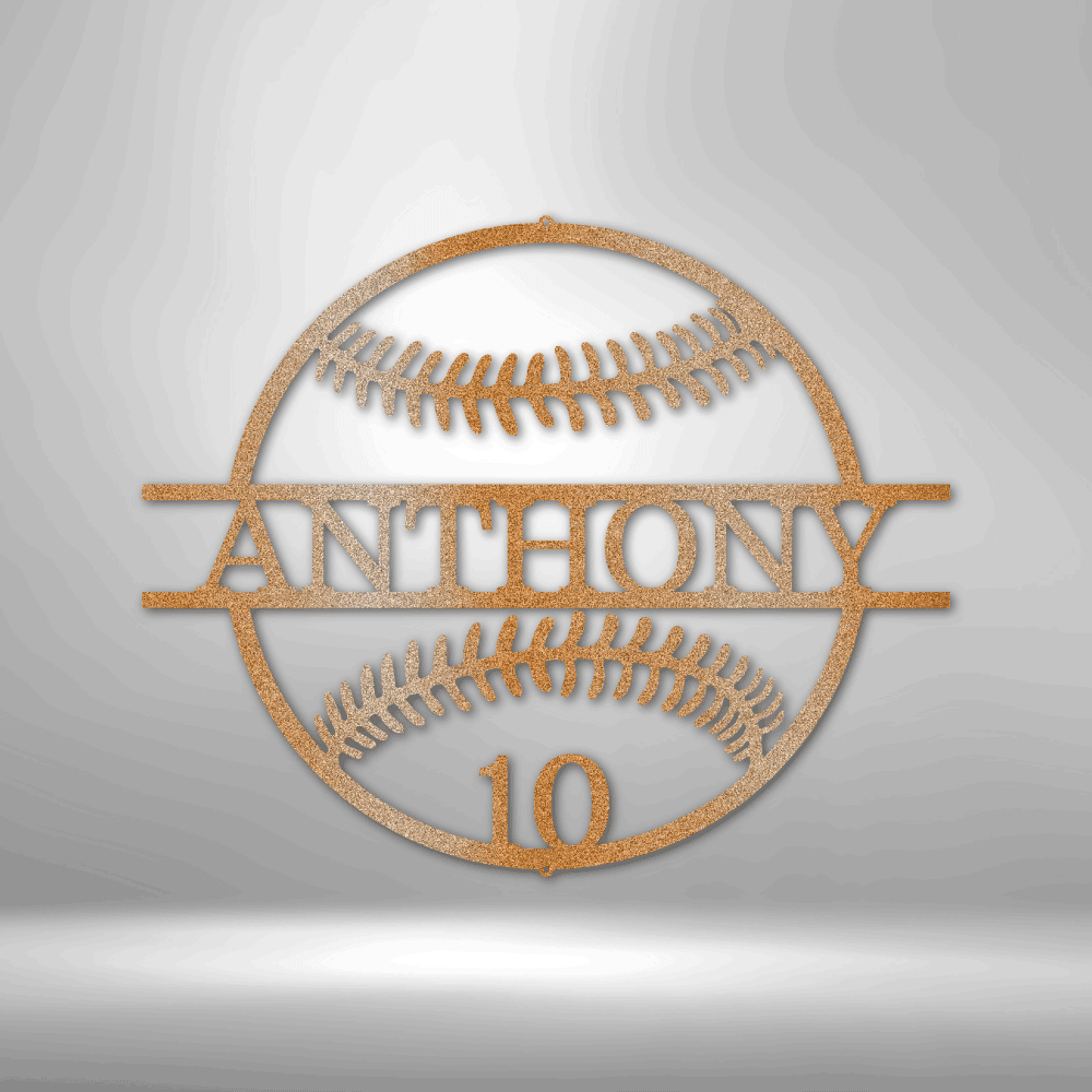 Baseball/Softball Sign with Number - Laser Cut Metal Sign, Playroom Sign, Gift for Baseball Player