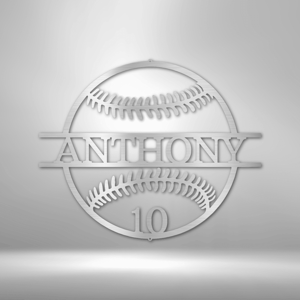 Baseball/Softball Sign with Number - Laser Cut Metal Sign, Playroom Sign, Gift for Baseball Player