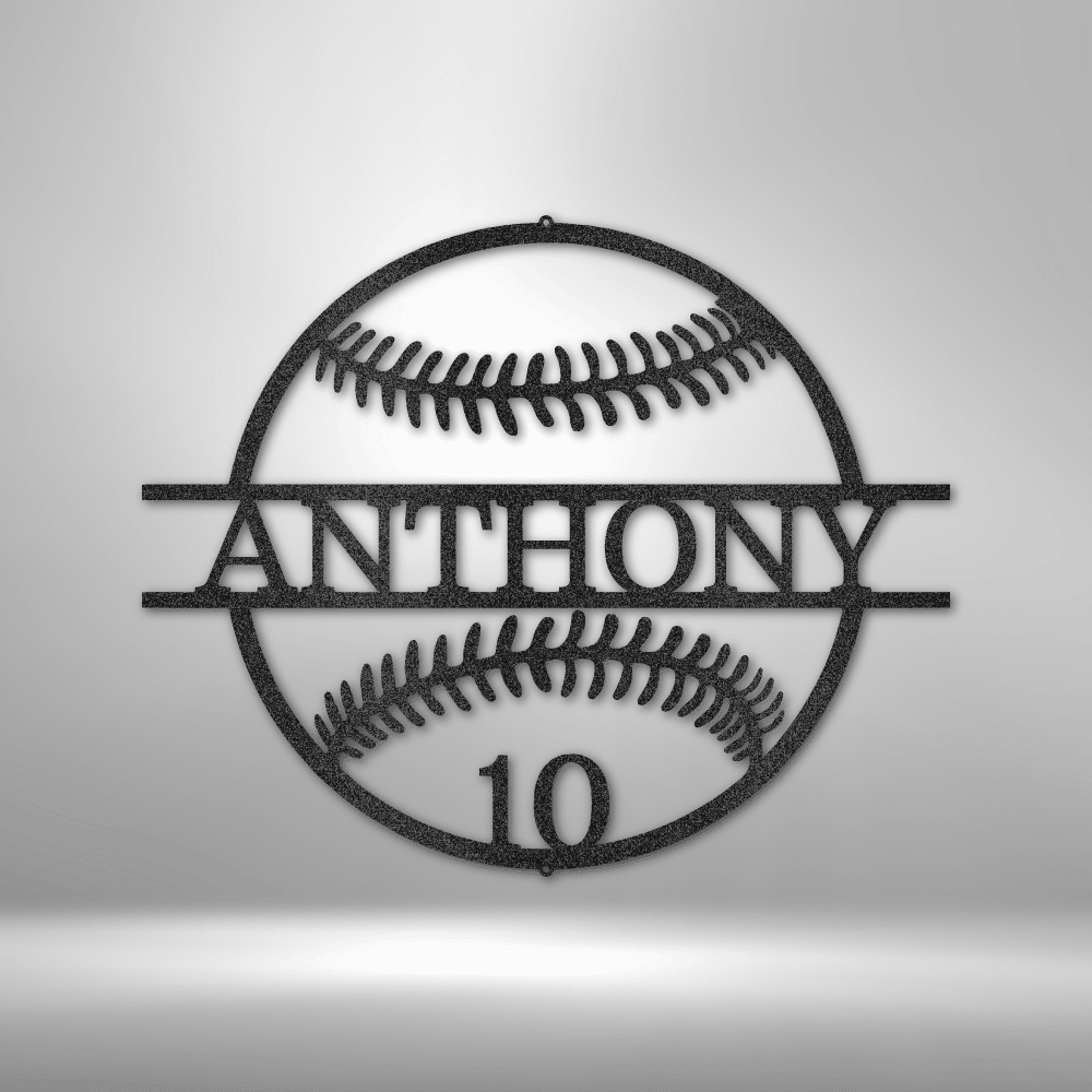 Baseball/Softball Sign with Number - Laser Cut Metal Sign, Playroom Sign, Gift for Baseball Player