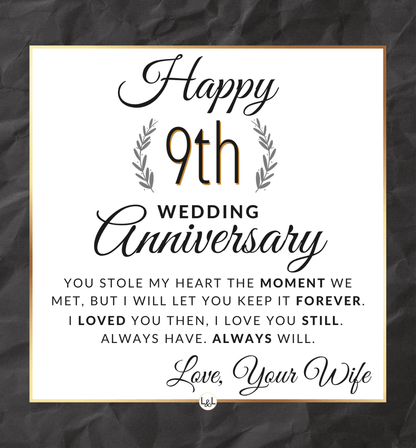 9th Wedding Anniversary - Openwork Skeleton Watch + LED Watch Box - Gift for Husband - Liliana and Liam