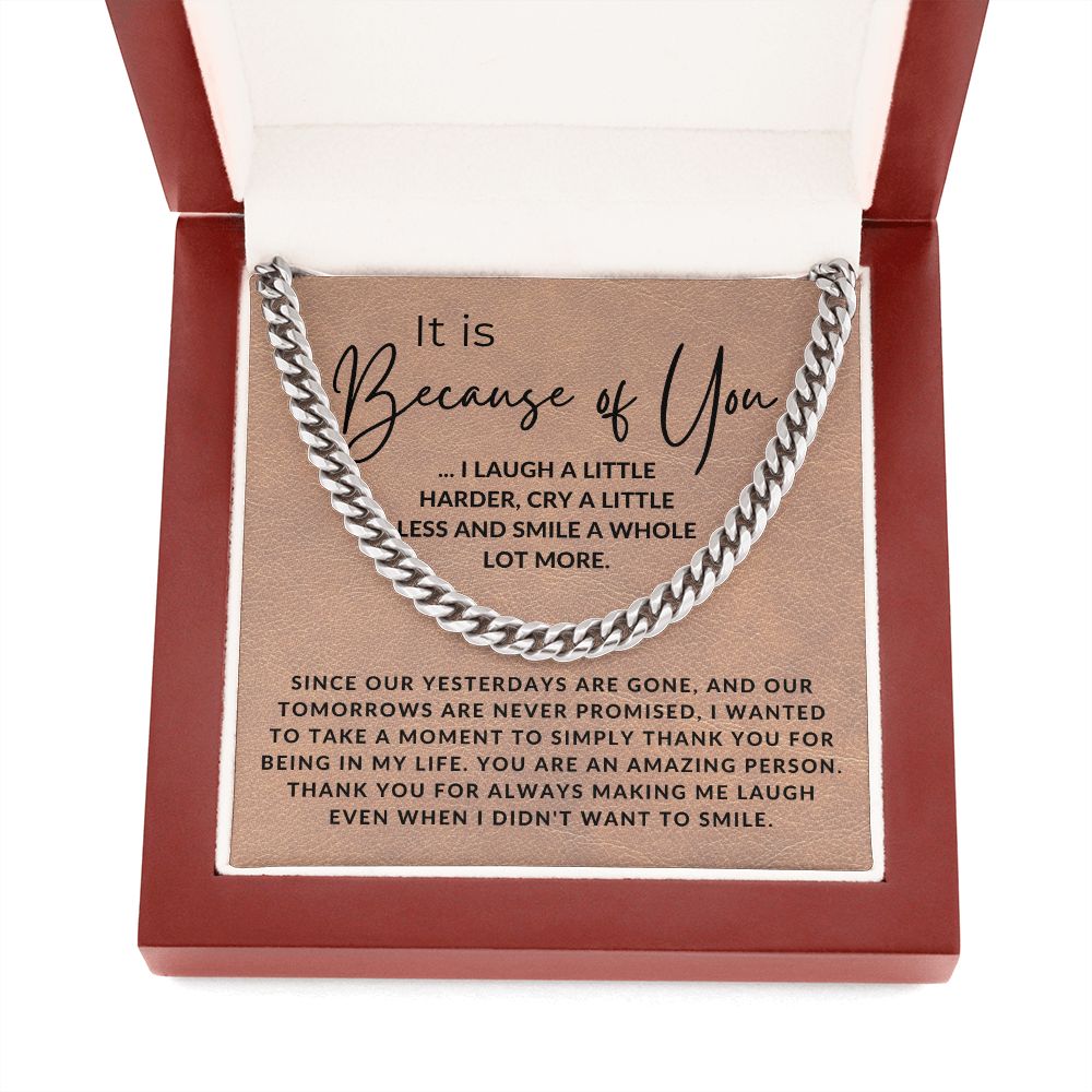 Because of You - Gift for Best Friend, Bonus Brother - Jewelry - Personalized Gift