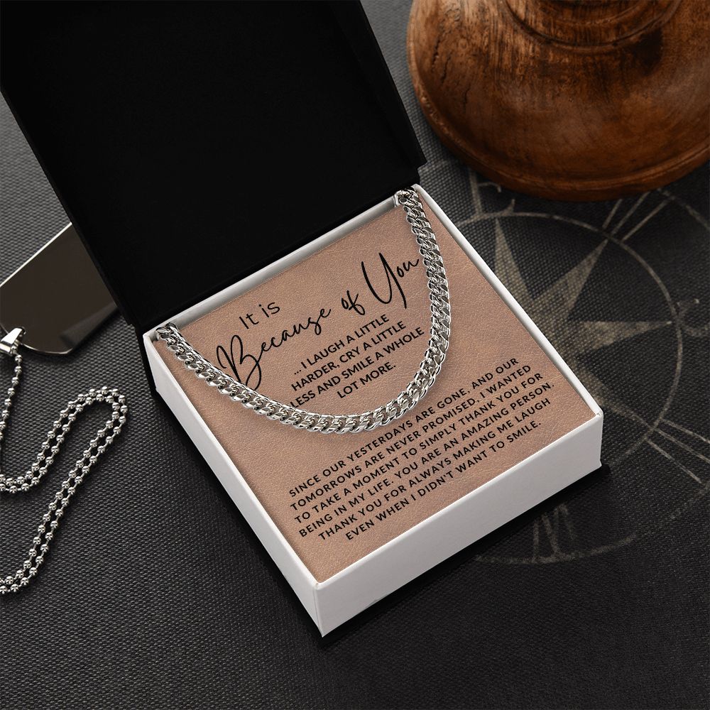 Because of You - Gift for Best Friend, Bonus Brother - Jewelry - Personalized Gift