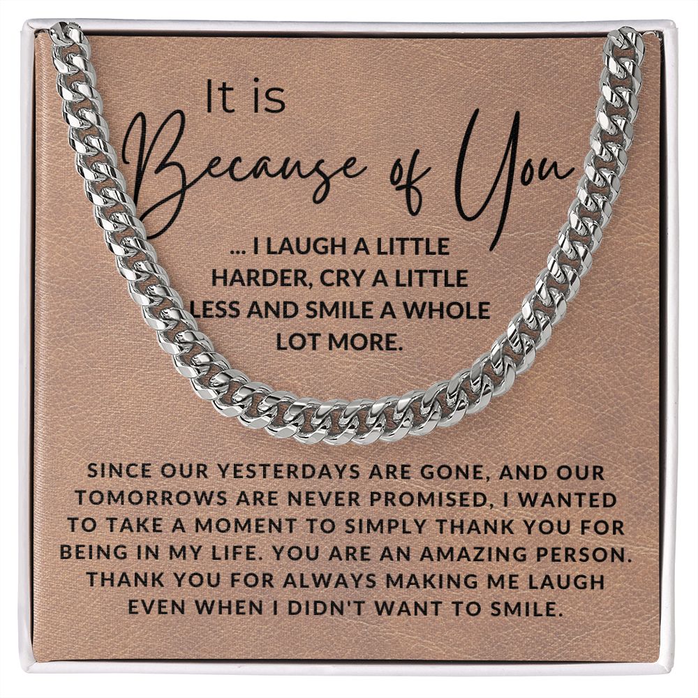 Because of You - Gift for Best Friend, Bonus Brother - Jewelry - Personalized Gift