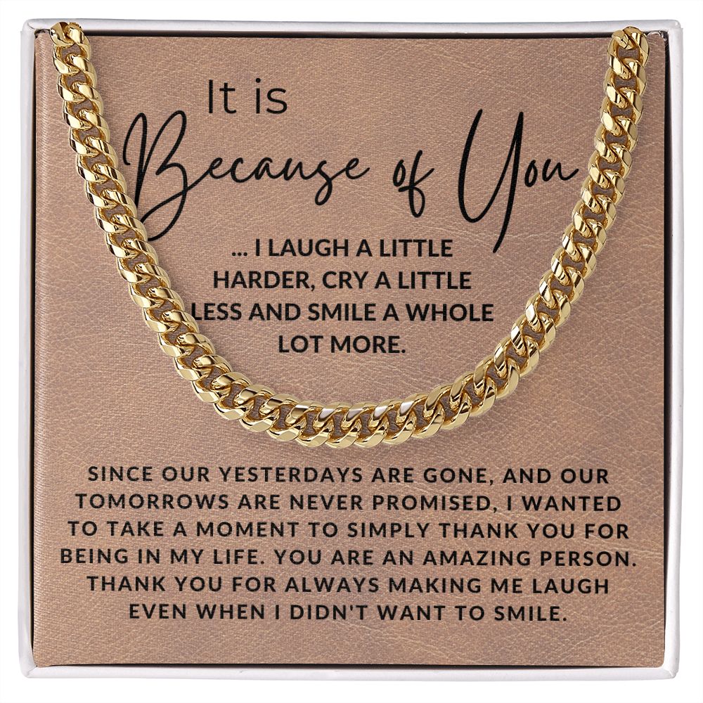 Because of You - Gift for Best Friend, Bonus Brother - Jewelry - Personalized Gift
