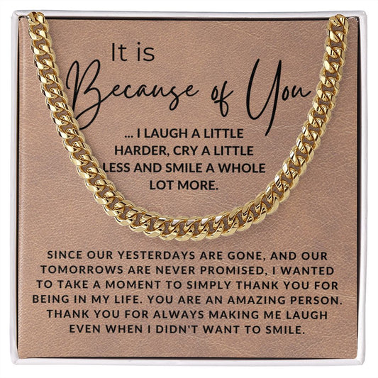 Because of You - Gift for Best Friend, Bonus Brother - Jewelry - Personalized Gift