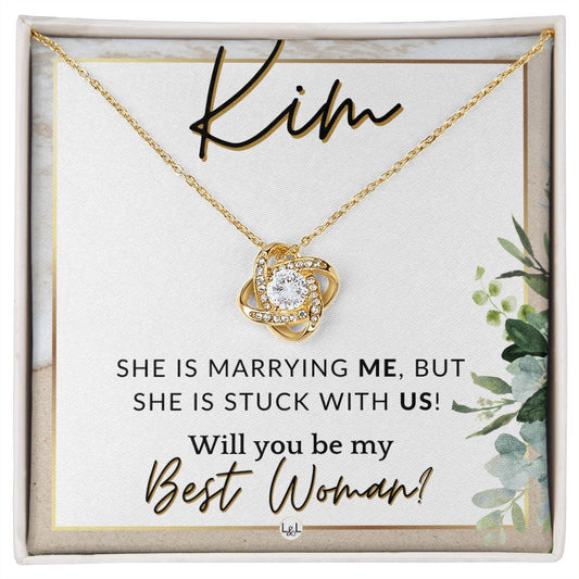 Best Woman Proposal, Custom Name - Wedding Party Necklace Gift From Groom - Be My Best Woman , Beach and Destination Wedding Theme - Jewelry - Personalized Gift