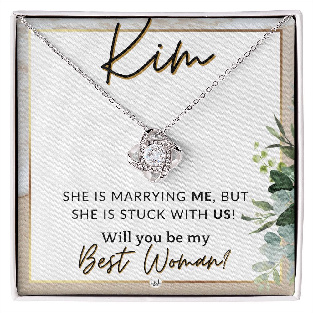 Best Woman Proposal, Custom Name - Wedding Party Necklace Gift From Groom - Be My Best Woman , Beach and Destination Wedding Theme - Jewelry - Personalized Gift