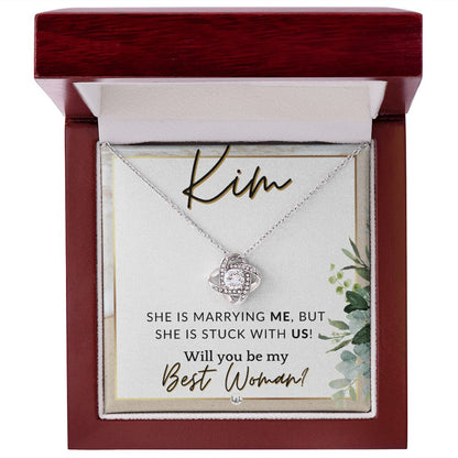 Best Woman Proposal, Custom Name - Wedding Party Necklace Gift From Groom - Be My Best Woman , Beach and Destination Wedding Theme - Jewelry - Personalized Gift