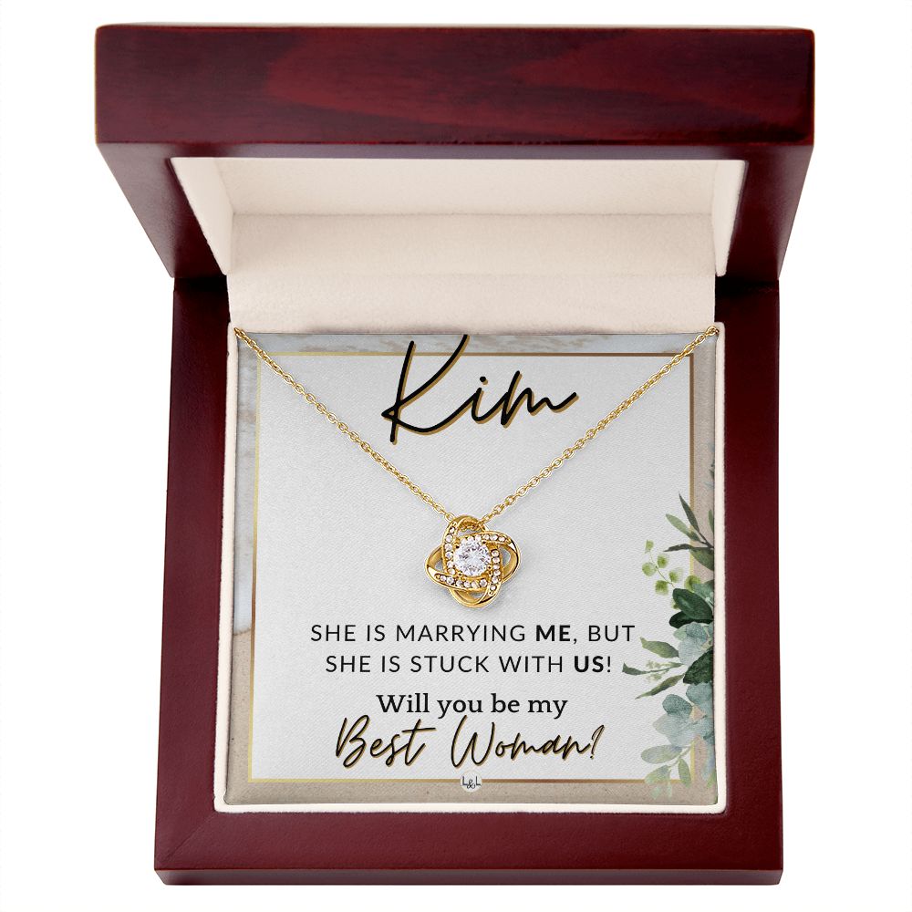 Best Woman Proposal, Custom Name - Wedding Party Necklace Gift From Groom - Be My Best Woman , Beach and Destination Wedding Theme - Jewelry - Personalized Gift