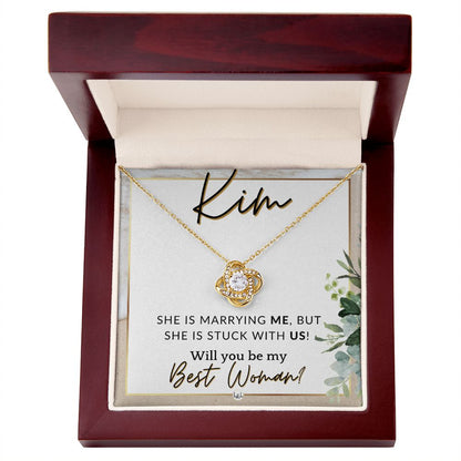 Best Woman Proposal, Custom Name - Wedding Party Necklace Gift From Groom - Be My Best Woman , Beach and Destination Wedding Theme - Jewelry - Personalized Gift