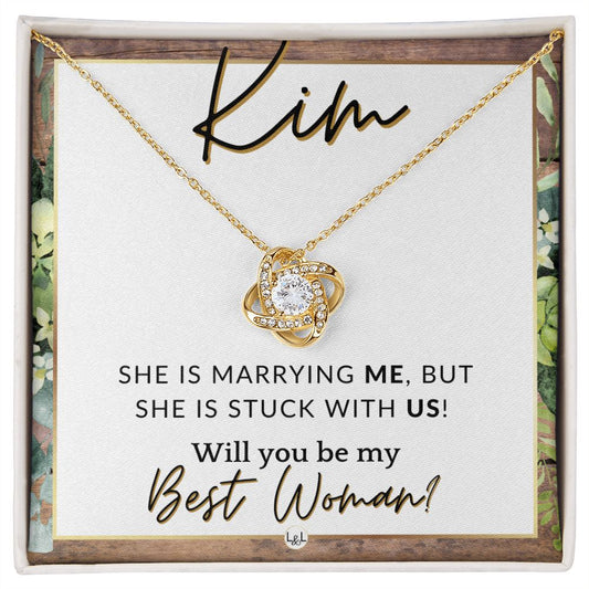 Best Woman Proposal, Custom Name - Wedding Party Necklace Gift From Groom - Be My Best Woman , Rustic and Wood Wedding Theme - Jewelry - Personalized Gift