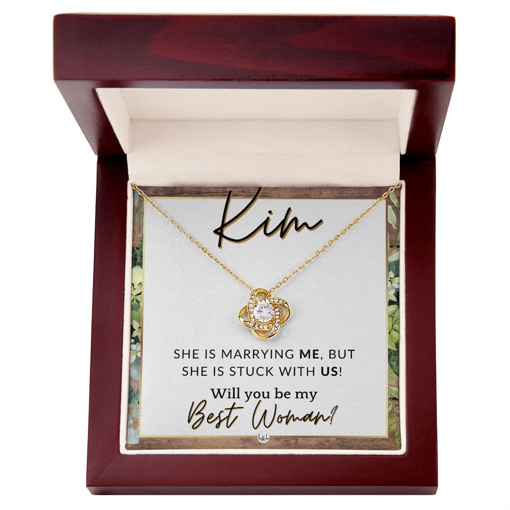 Best Woman Proposal, Custom Name - Wedding Party Necklace Gift From Groom - Be My Best Woman , Rustic and Wood Wedding Theme - Jewelry - Personalized Gift