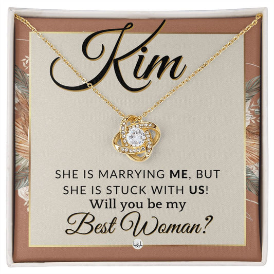 Best Woman Proposal, Custom Name - Wedding Party Necklace Gift From Groom - Be My Best Woman , Terracotta, Rust And Gold Wedding Theme - Jewelry - Personalized Gift