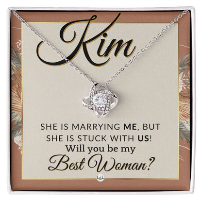 Best Woman Proposal, Custom Name - Wedding Party Necklace Gift From Groom - Be My Best Woman , Terracotta, Rust And Gold Wedding Theme - Jewelry - Personalized Gift