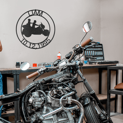 Biker Couple | Personalized Motorcycle Metal Sign - Metal Wall Art - Personalized Gift