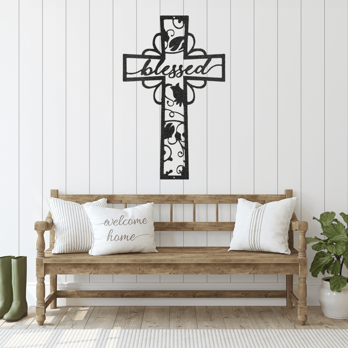 Blessed Cross | Personalized Christian Metal Sign - Metal Wall Art - Personalized Gift
