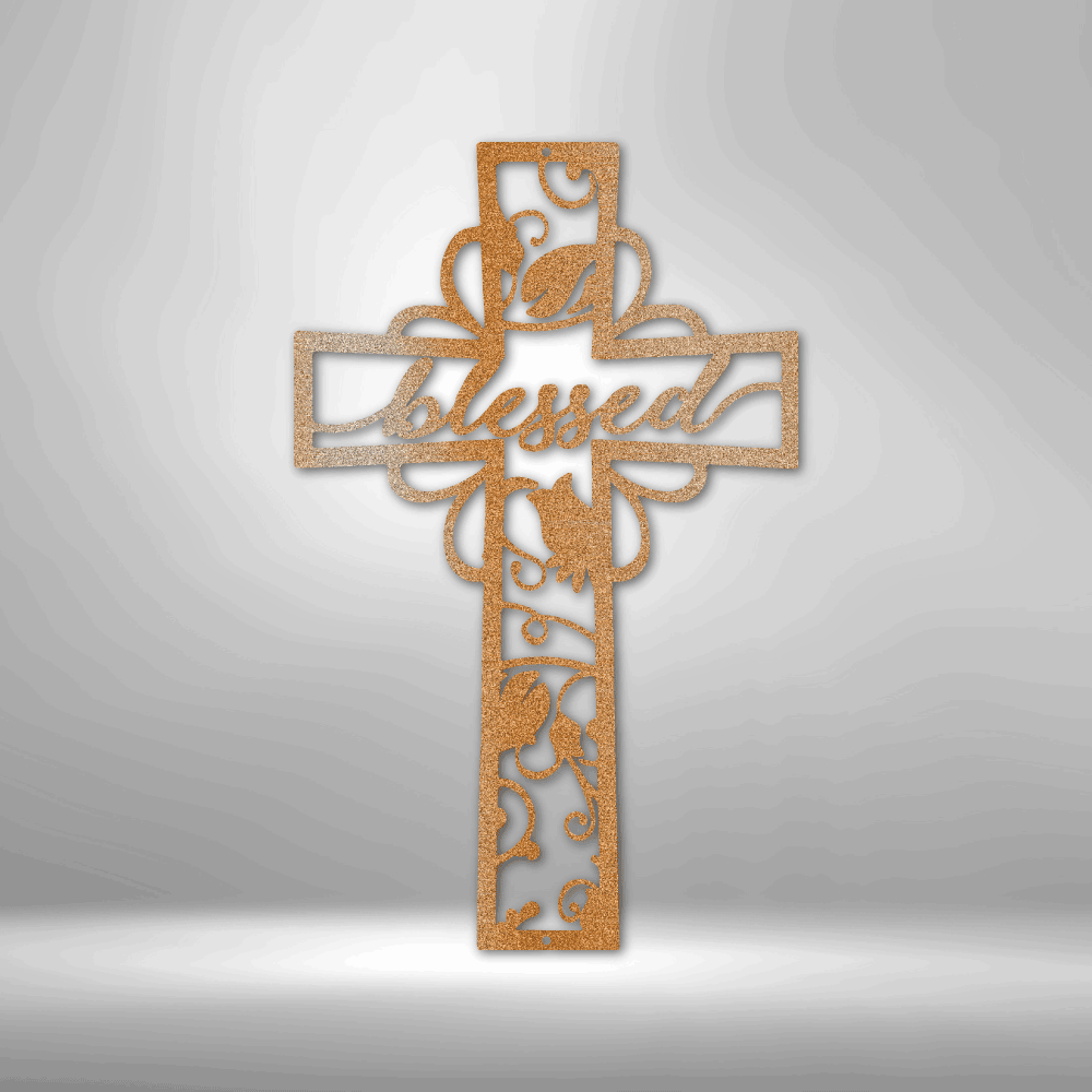 Blessed Cross | Personalized Christian Metal Sign - Metal Wall Art - Personalized Gift
