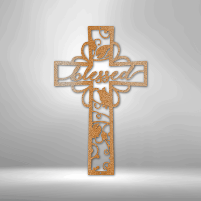 Blessed Cross | Personalized Christian Metal Sign - Metal Wall Art - Personalized Gift