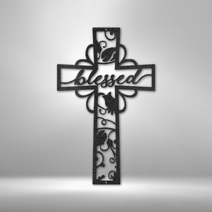 Blessed Cross | Personalized Christian Metal Sign - Metal Wall Art - Personalized Gift